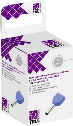 TRU COMPONENTS T1906C156 Dubbele adereindhulzen 2.50 mm² Deels geïsoleerd Blauw 50 stuk(s)