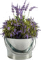 Bloempot/plantenbak zinken mand rond met handvat 27 x 25 x 17 cm
