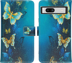 iMoshion Hoesje Geschikt voor Google Pixel 7a Hoesje Met Pasjeshouder - iMoshion Design Softcase Bookcase - Blauw / Blue Butterfly