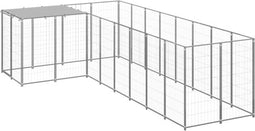 vidaXL - Hondenkennel - 6,05 - m² - staal - zilverkleurig