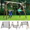 AXI 4-in-1 SportsFun in Bruin/Wit - 4-in-1 Frame voor schommel, voetbal, volleybal en tennis - Schommelframe met net voor diverse sporten - FSC hout