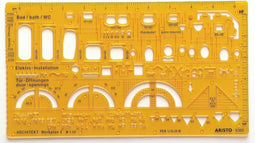 Aristo architecten combisjabloon I - schaal 1:50 - met inktnoppen - oranje transparant - AR-5060