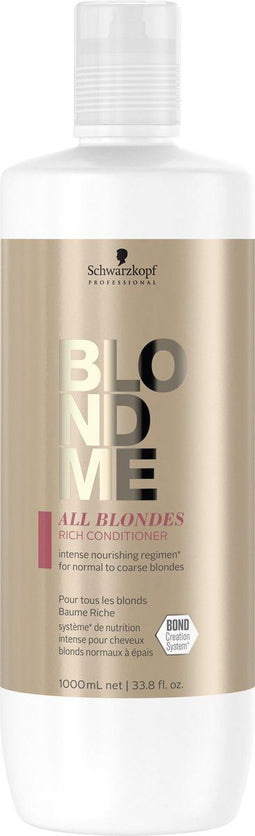 Schwarzkopf BlondMe All Blondes Rich Conditioner - 1000 ml- Zilvershampoo - Voor Gekleurd haar -