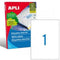 APLI 01281 - Zelfklevende labels - A4 100 vellen 210 x 297 mm - Wit
