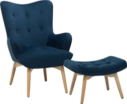 Beliani VEJLE - Chesterfield fauteuil - Blauw - Fluweel