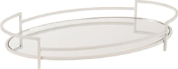 J-Line schotel Ovaal met spiegel - metaal/glas - wit