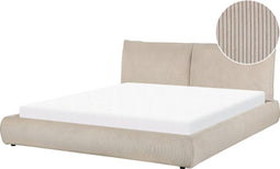 VINAY - Tweepersoonsbed - Taupe - 180 x 200 cm - Corduroy