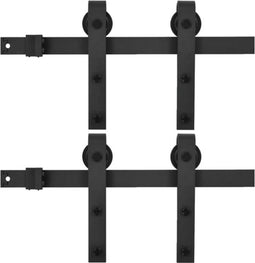 vidaXL - Hardwaresets - voor - schuifdeuren - 2 - st - 183 - cm - staal - zwart