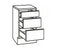 Optifit Klassik60 - Onderkast met 3 laden 84,5(h) x 50(b) x 60(d) cm - Werkblad - Wit