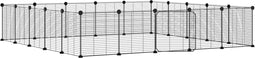 vidaXL - Huisdierenkooi - met - deur - 20 - panelen - 35x35 - cm - staal - zwart