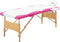 vidaXL - Massagetafel - inklapbaar - 2 - zones - hout - wit - en - roze