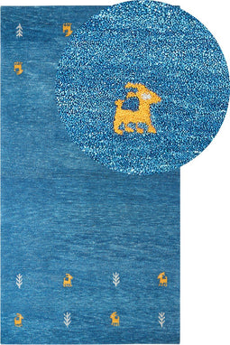 CALTI - Modern vloerkleed - Blauw - 80 x 150 cm - Wol