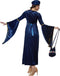 Dressforfun Bevallige jonkvrouw XXL - Verkleedkostuum - Blauw fluweel met gouden accenten