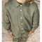 Shirt green linen - maat : 110 -116 cm