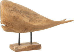 J-Line decoratie Walvis Mia - hout - naturel - small