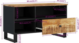 vidaXL - Tv-meubel - 80x33x46 - cm - massief - mangohout - en - bewerkt - hout