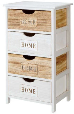Ladenkast Gift Decor Home - 4 lades - Hout - Wit Bruin - 40 x 73,5 x 29 cm