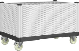 vidaXL - Plantenbak - met - wielen - 80x50x54 - cm - polypropeen - wit