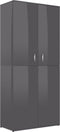 vidaXL - Schoenenkast - 80x39x178 - cm - bewerkt - hout - hoogglans - grijs