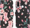 iMoshion Hoesje Geschikt voor Huawei P30 Lite Hoesje Met Pasjeshouder - iMoshion Design Softcase Bookcase - Zwart / Roze / Blossom Watercolor Black