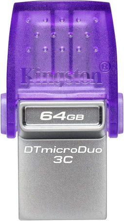 Kingston DataTraveler microDuo 3C - USB-stick 64GB - USB-A 3.2 Gen 1 en USB-C - Paars