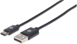 Manhattan 354929 - USB 2.0 type-A naar USB type-C kabel - 200 cm - Zwart