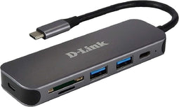 D-Link DUB-2325 - 5-in-1 USB-C Hub met kaartlezer - 2x USB 3.0 - Grijs