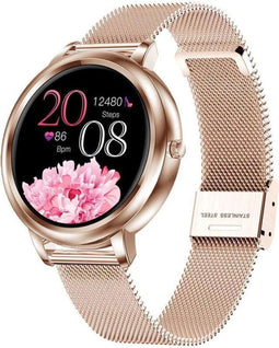 Valante Fem-Fit2 Smartwatch - Smartwatch Dames - Rosé goud staal - 40 mm - Stappenteller - Hartslagmeter - Bloeddrukmeter - Saturatiemeter