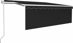 vidaXL - Luifel - automatisch - met - gordijn - LED - windsensor - 4,5x3 - m - antraciet
