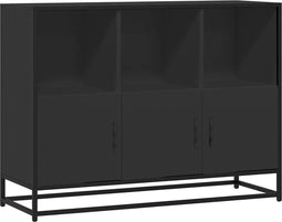 vidaXL - Dressoir - 100x35x76 - cm - bewerkt - hout - zwart
