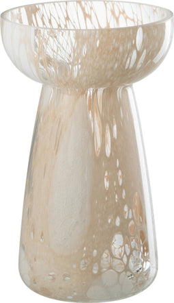 J-Line vaas Hoog Draden - glas - beige/wit - small - 17.5 cm hoog
