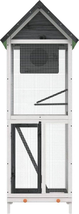 Volière 60x58,5x160 cm massief grenenhout grijs