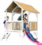 AXI Akela Speelhuis in Bruin/Wit - Paarse Glijbaan - Speelhuisje voor de tuin / buiten - FSC hout - Speeltoestel voor kinderen
