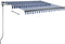 vidaXL - Luifel - handmatig - uittrekbaar - met - LED - 350x250 - cm - blauw - en - wit
