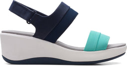 Clarks Step Cali Muir - Plateau sandalen - Elastisch bovenwerk - Navy Combi