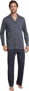 Schiesser Heren Pyjama - Doorknoop - Ruitenpatroon - Antraciet - Maat XL