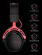 Over Ear Mipow Headset Draadloos, Wired Zwart, Rood