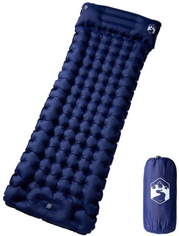 vidaXL - Kampeermatras - met - kussen - zelfopblazend - 1-persoons - marineblauw