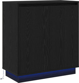 vidaXL - Dressoir - met - LED - Zwart - Eiken - 71x34,5x75 - cm - Gelaagd - Hout