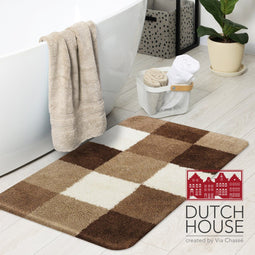 Dutch House Badmat Brest - Badmat 60X90cm - Bruin - Antislip - Badmatten - Anti Slip Douchemat - Badkamer Mat - Snel Absorberend - Snel Drogende Badmat