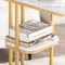 SoBuy FBT110-G - Bijzettafel - Gouden Salontafel met Marmereffect