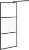 vidaXL - Inloopdouchewand - met - schap - 100x195 - cm - ESG-glas - aluminium - zwart