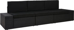 vidaXL - Driezitsbank - sectioneel - poly - rattan - zwart