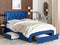 LIEVIN - Bed met opbergruimte - Marineblauw - 140 x 200 cm - Fluweel
