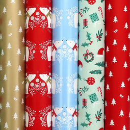 Benza COSY COTTAGE - Cadeaupapier - 5 rollen 2 meter x 70 cm - Multikleur