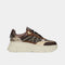 PS Poelman JANA - Dames Sneakers - Chunky zool 5 cm - Bruin met beige