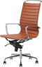 Feel Furniture - Luxe design bureaustoel van 100% rundleer - Hoge rugleuning - Lichtbruin