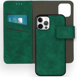 iMoshion Hoesje Geschikt voor iPhone 12 Pro / 12 Hoesje Met Pasjeshouder - iMoshion Uitneembare 2-in-1 Luxe Bookcase - Donkergroen