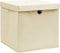 vidaXL - Opbergboxen - met - deksel - 10 - st - 28x28x28 - cm - crèmekleurig