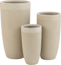 J-Line vaas Rond Hoog Klei - keramiek - beige - 3 stuks - Ø 38 cm